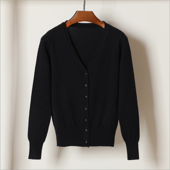 Women's V-Neck Cotton Cardigan Lightweight Button Front