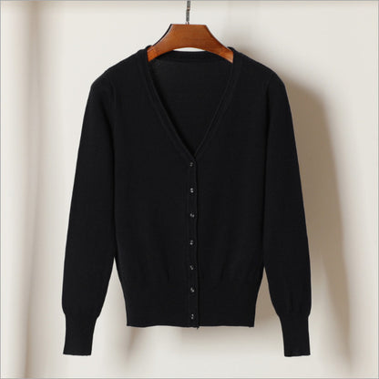 Women's V-Neck Cotton Cardigan Lightweight Button Front