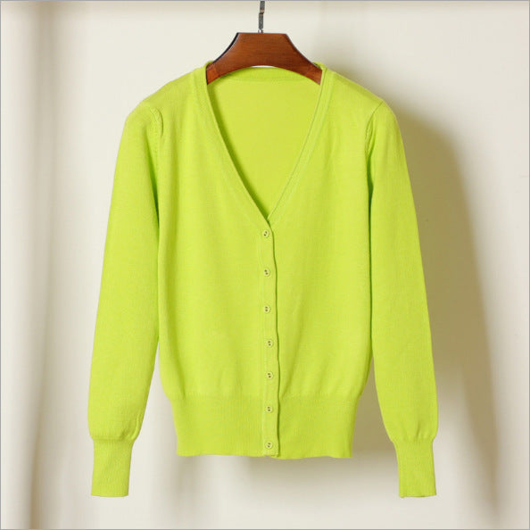 Women's V-Neck Cotton Cardigan Lightweight Button Front