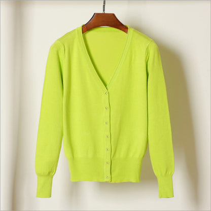 Women's V-Neck Cotton Cardigan Lightweight Button Front