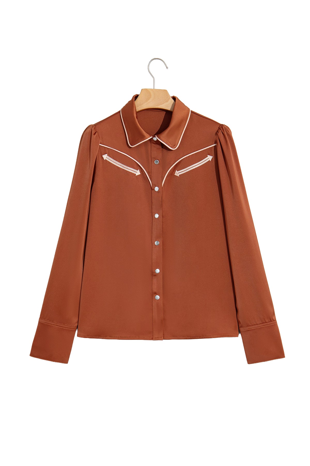 Western Satin Yoke Snap Button Long Sleeve Shirt