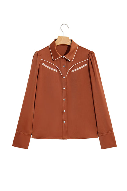 Western Satin Yoke Snap Button Long Sleeve Shirt
