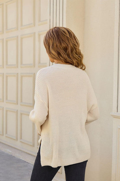 Oversized Pocket Knit Sweater – Loose Fit Pullover Top
