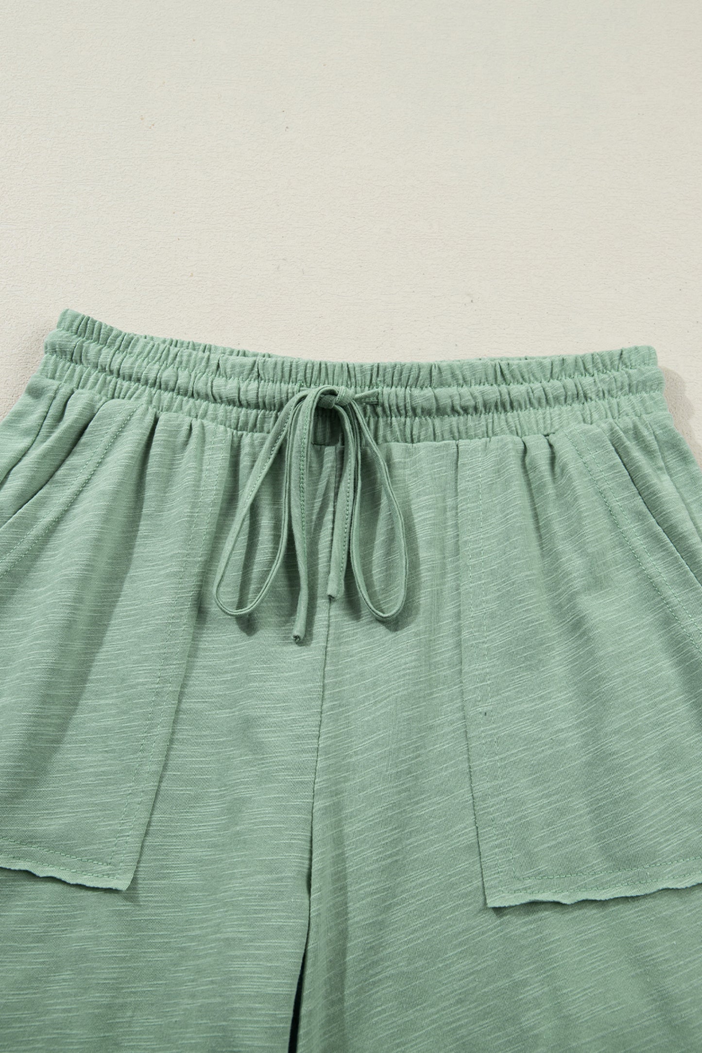 Cuffed Short Sleeve Tee Raw Seam Pocket Drawstring Pants Set