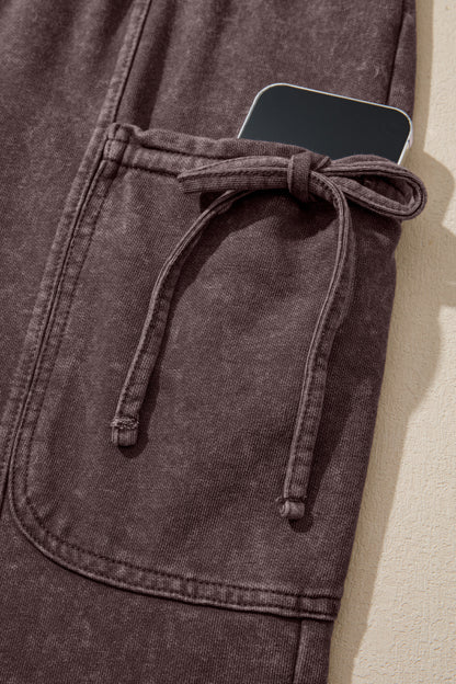 Women's Mineral Wash Cargo Pants with Drawstring Waist