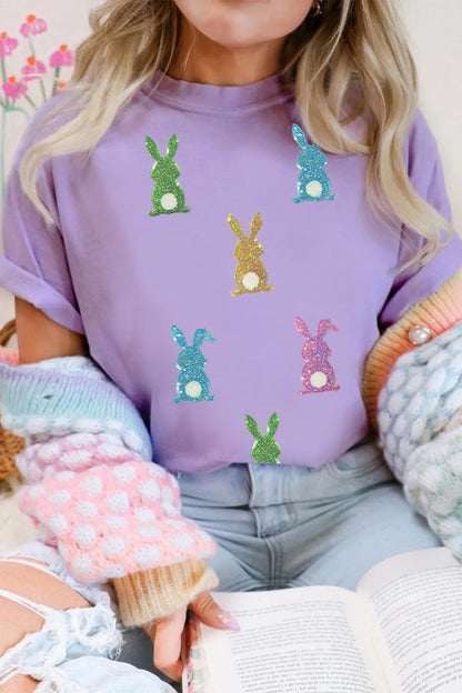 Wisteria Sequin Easter Bunny Graphic Tee