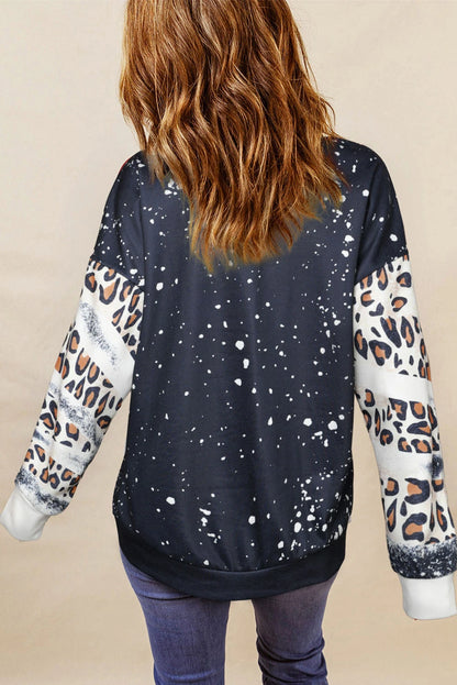 Black Merry&Bright Christmas Printed Leopard Sweatshirt