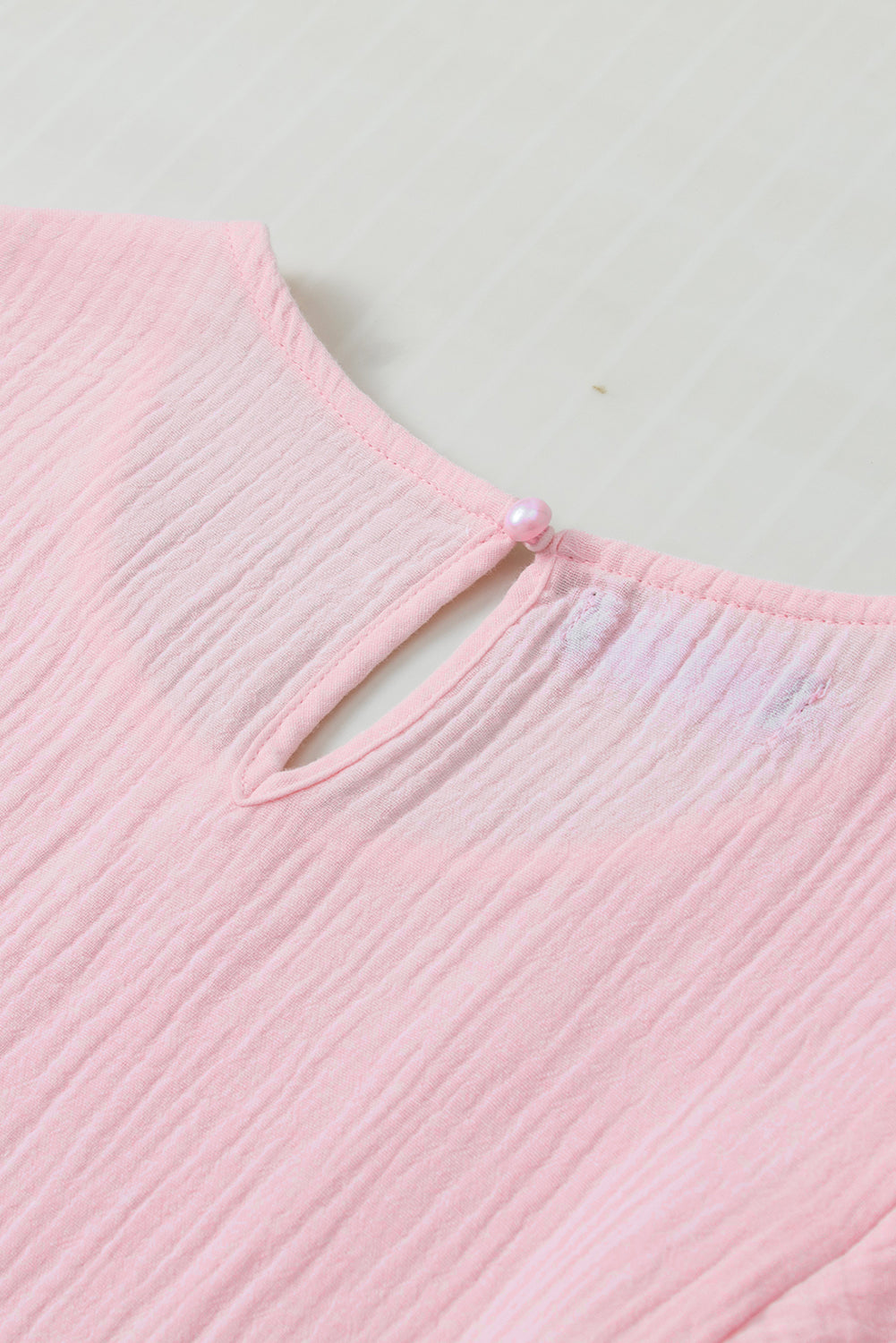 Pink Cotton Gauze Ruffle Sleeve Summer Blouse Top