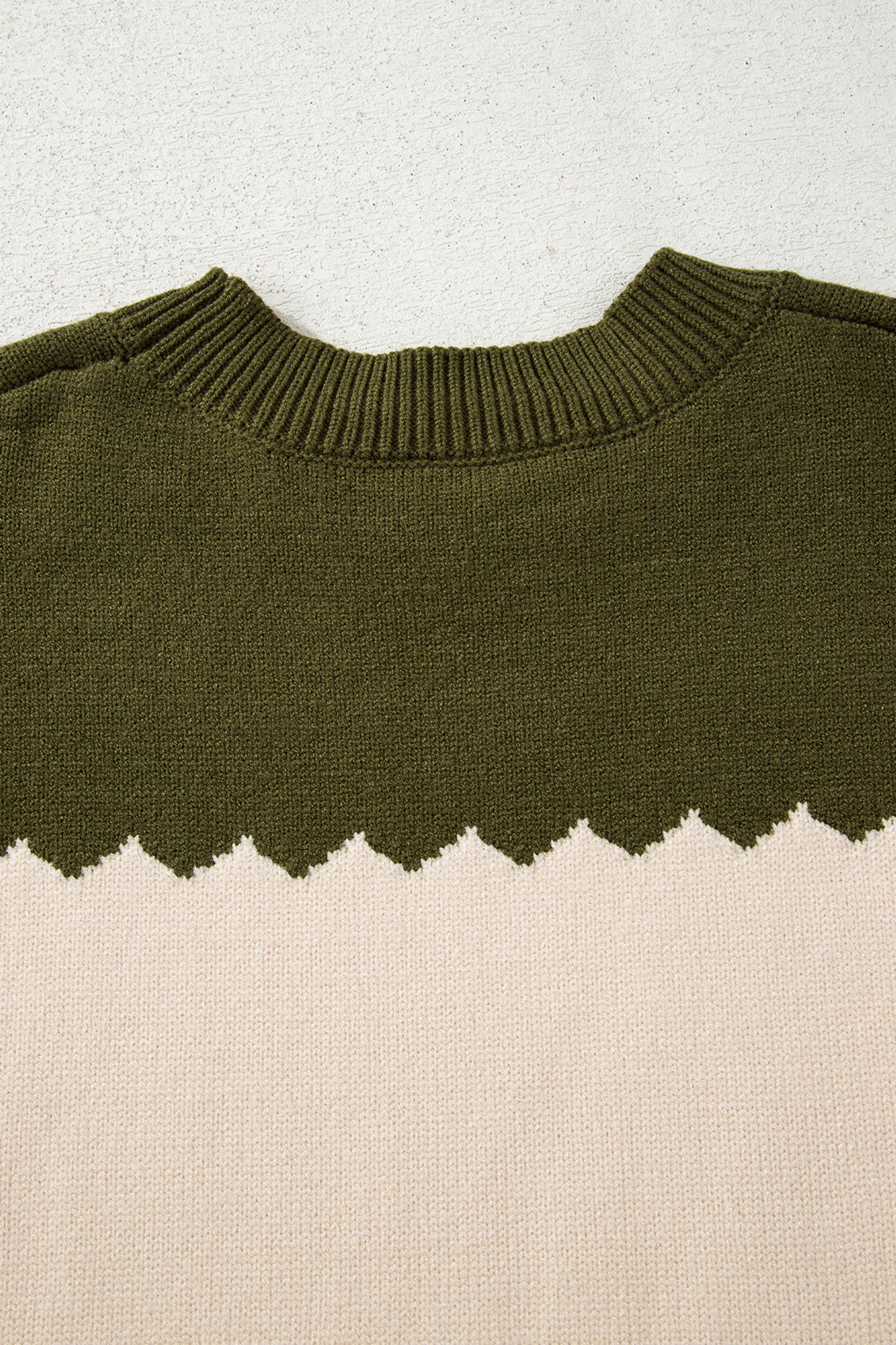Black Beige Brown Colorblock Drop Shoulder Knit Sweater