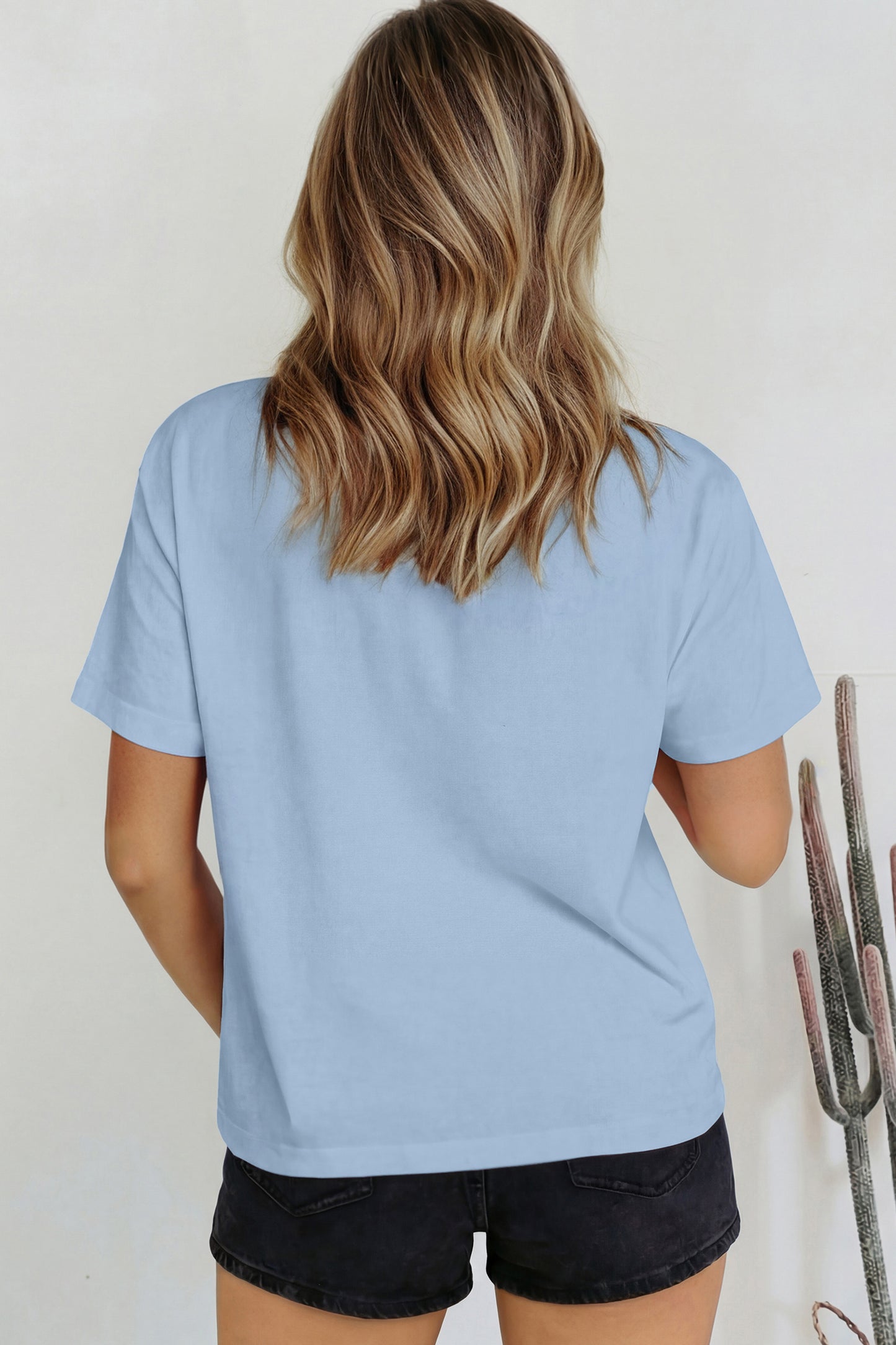 Dark Blue Oversized Mock Neck Tee Casual Relaxed Top