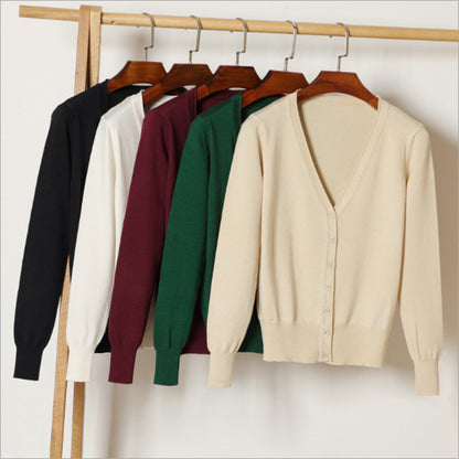 Women's V-Neck Cotton Cardigan Lightweight Button Front