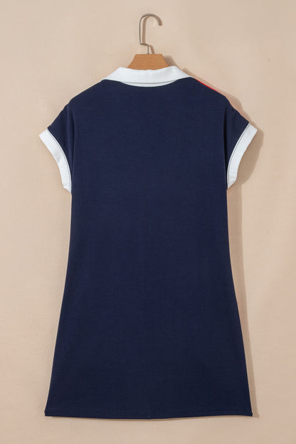 Americana Colorblock Zip Collar Flag Day Dress Independence
