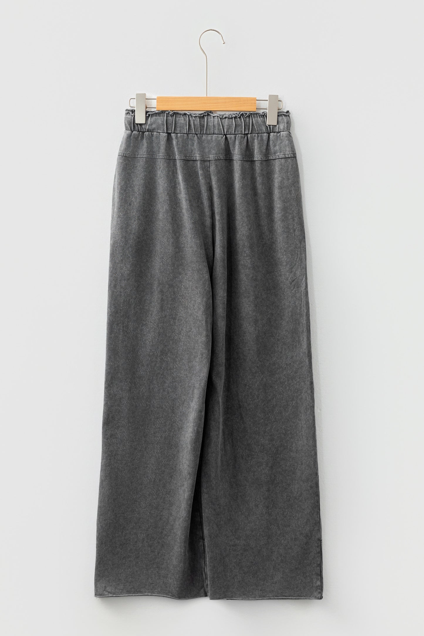 Mineral Wash High Waist Wide Leg Pants with Pockets