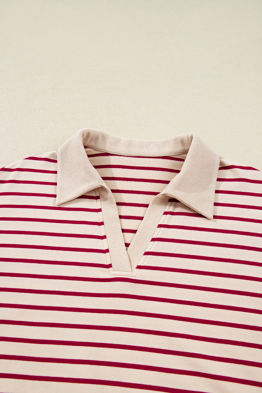 Red Stripe Collared Cropped Top & Bubble Skirt Set