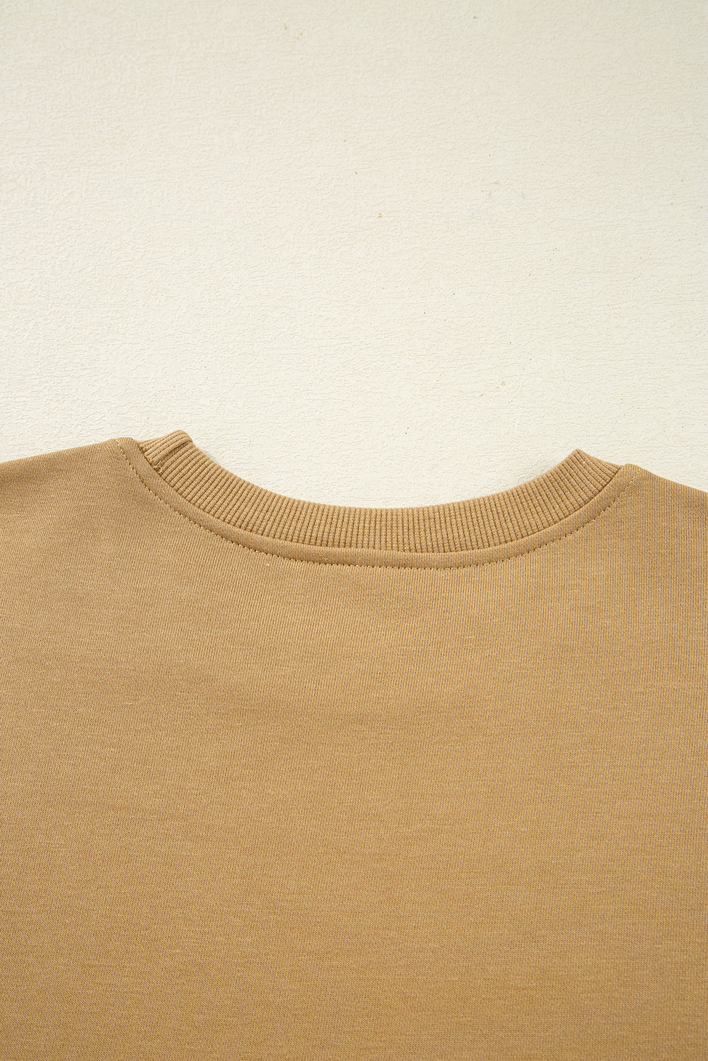 Camel Patchwork Floral Striped Ruffle Sleeve Sweatshirt