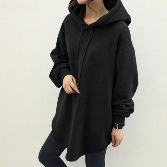 Women's Oversized Fleece Hoodie Tunic Pocket Pullover