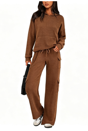 Women's Cargo Hoodie Sweatpants Matching Lounge Set