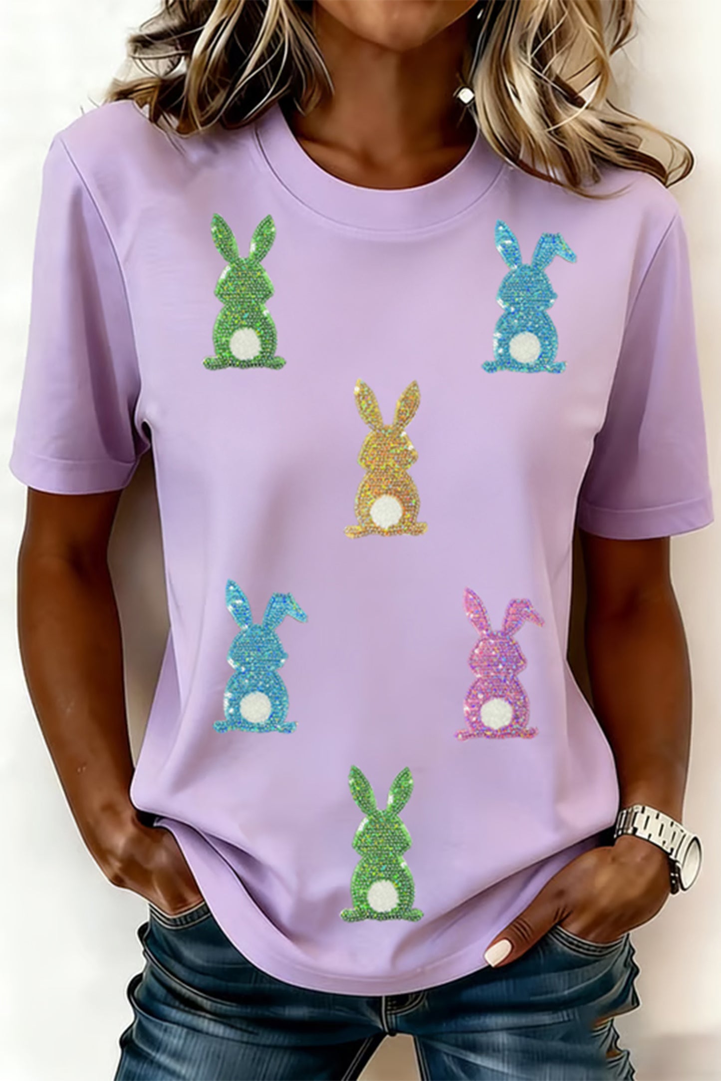 Wisteria Sequin Easter Bunny Graphic Tee