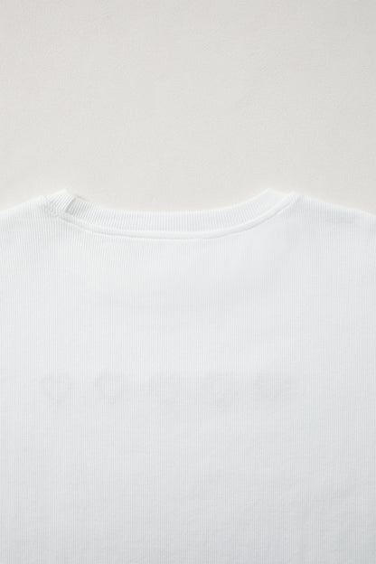Pink XOXO Heart Embroidered Ribbed Knit Valentines Sweatshirt