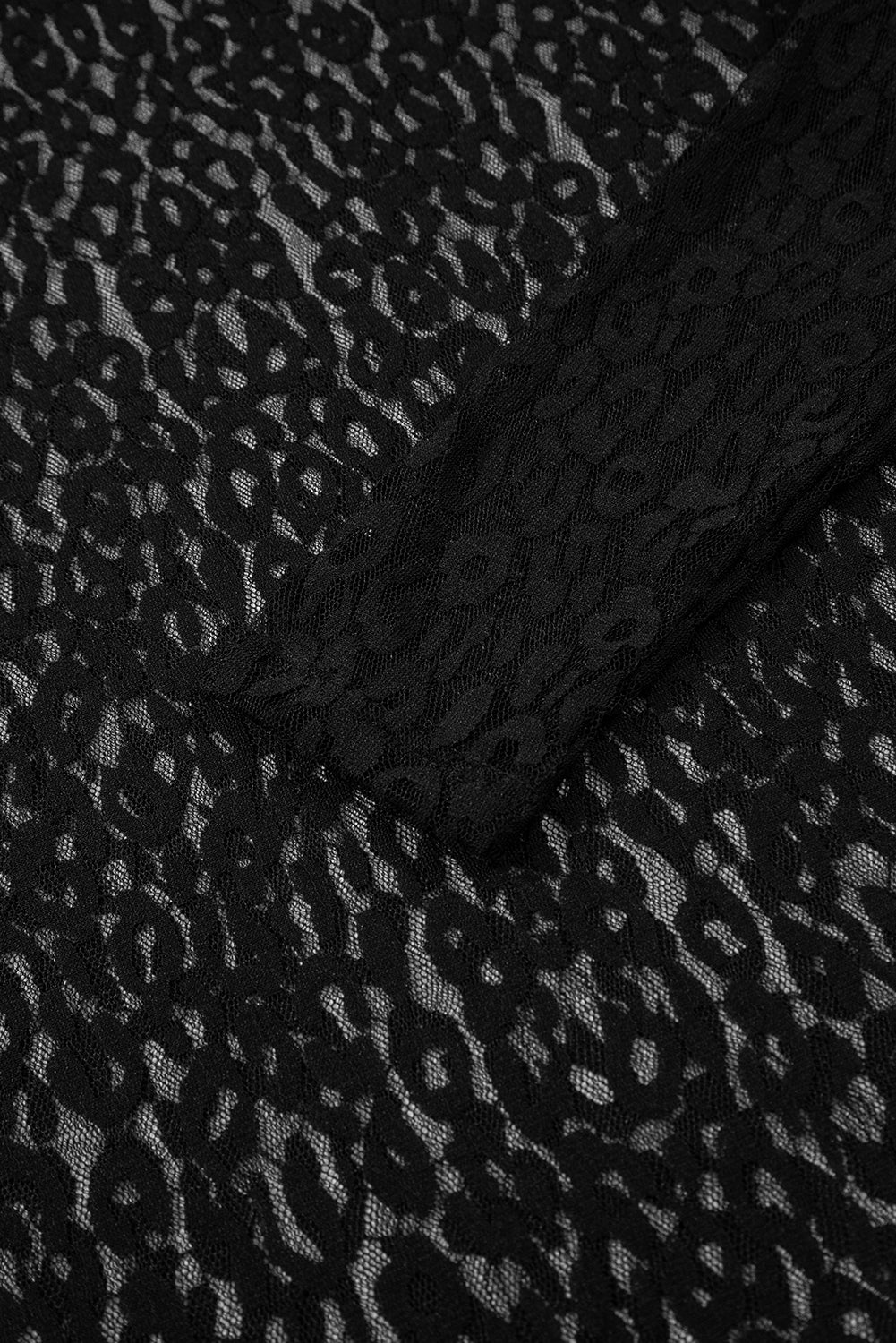 Leopard Mesh Long Sleeve Top Sheer Sexy Shirt Women