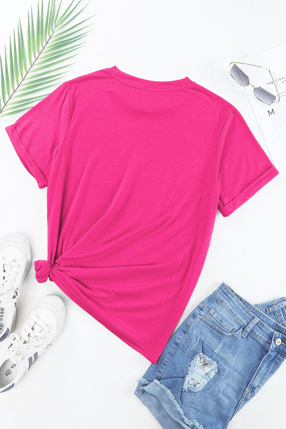 White Casual Crew Neck Short Sleeve Basic Tee