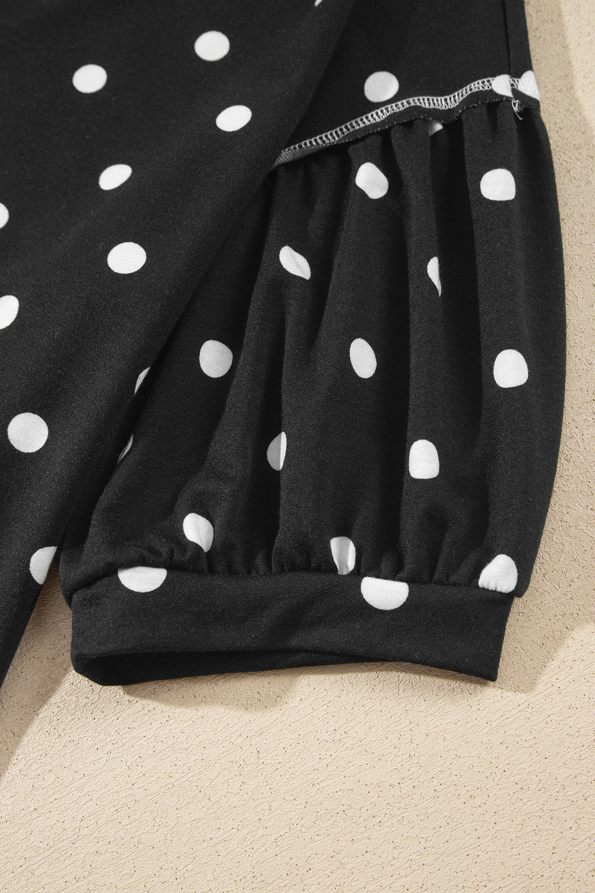 Polka Dot Puff Sleeve Wide Leg Two Piece Pants Set