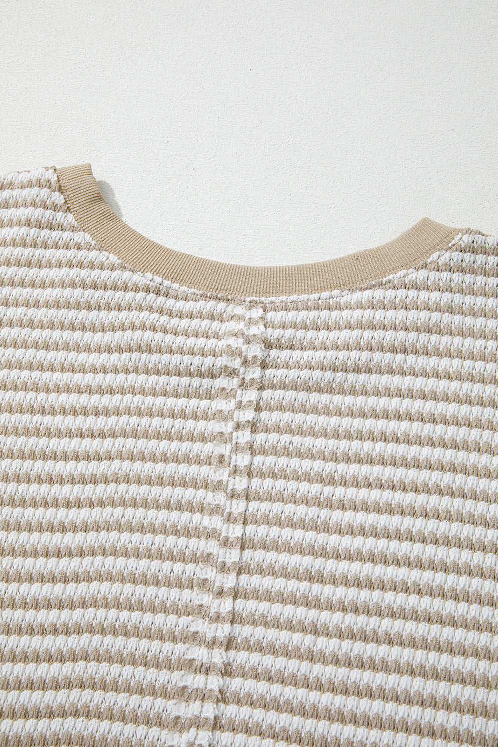 Plus Size Brown Stripe Knit Long Sleeve Ribbed Top