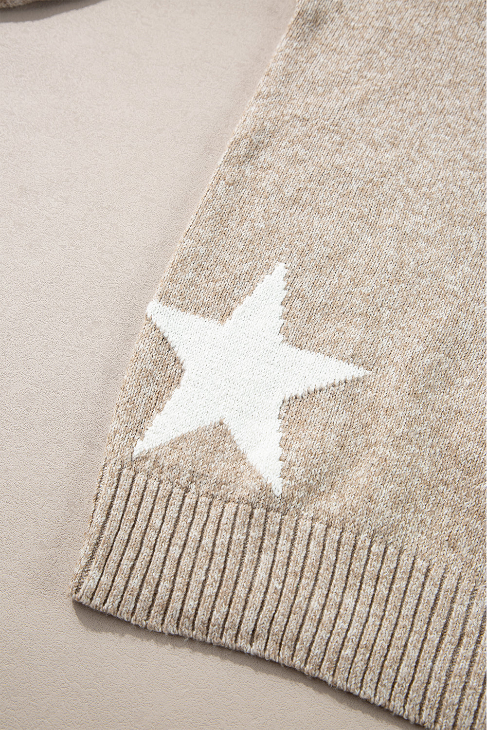 Green Star Pattern Drop Shoulder Sweater