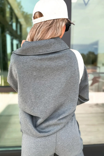 V Neck Collared Sweatshirt and Sweatpants Lounge Set