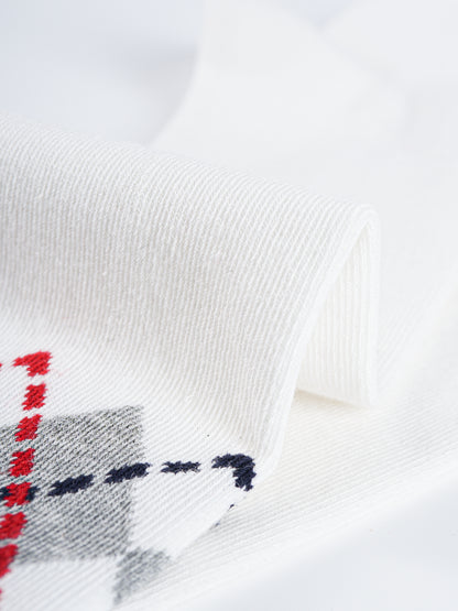 Girls Argyle Cotton Crew Socks Mid-Calf School Style