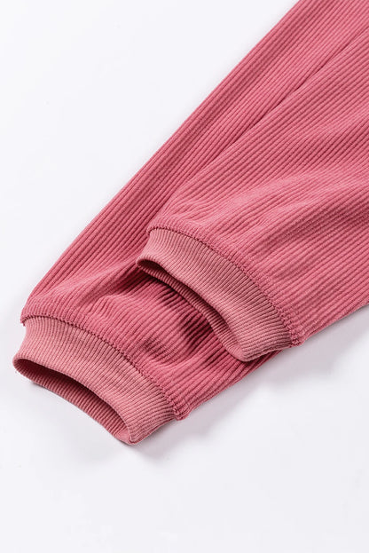 LOVE Heart Print Ribbed Corduroy Oversized Sweatshirt