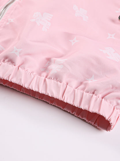 Girls Pink Windbreaker Jacket with Hood and Zip