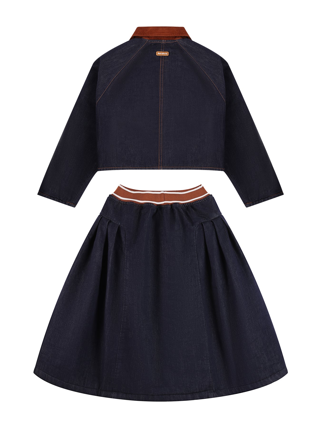 Girls Denim Jacket and Midi Skirt Outfit