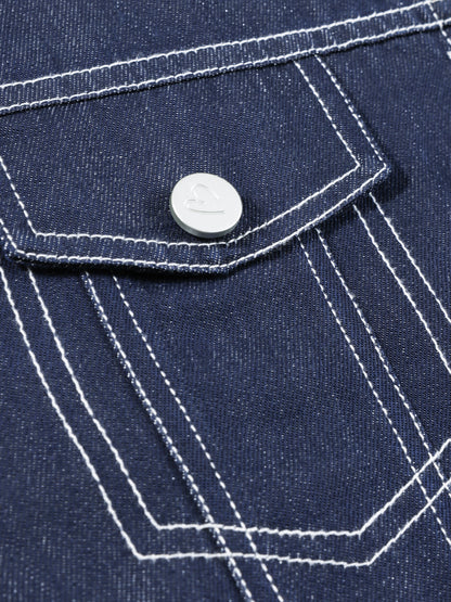 Girls Denim Jacket with Heart Pocket and Button Front