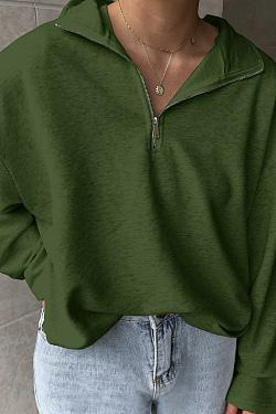 Women's Casual Sports Half Zip Pullover Sweatshirt Pluse Size