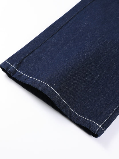 Girls' Wide Leg Denim Pants Dark Blue Casual Jeans