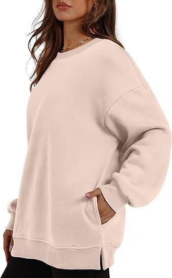 Oversized Crewneck Fleece Sweatshirt - Cozy Pullover Top