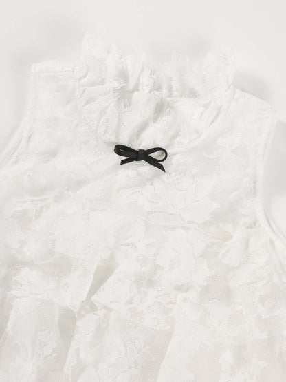 Girly Lace & Tulle Sleeveless Princess Dress for Girls