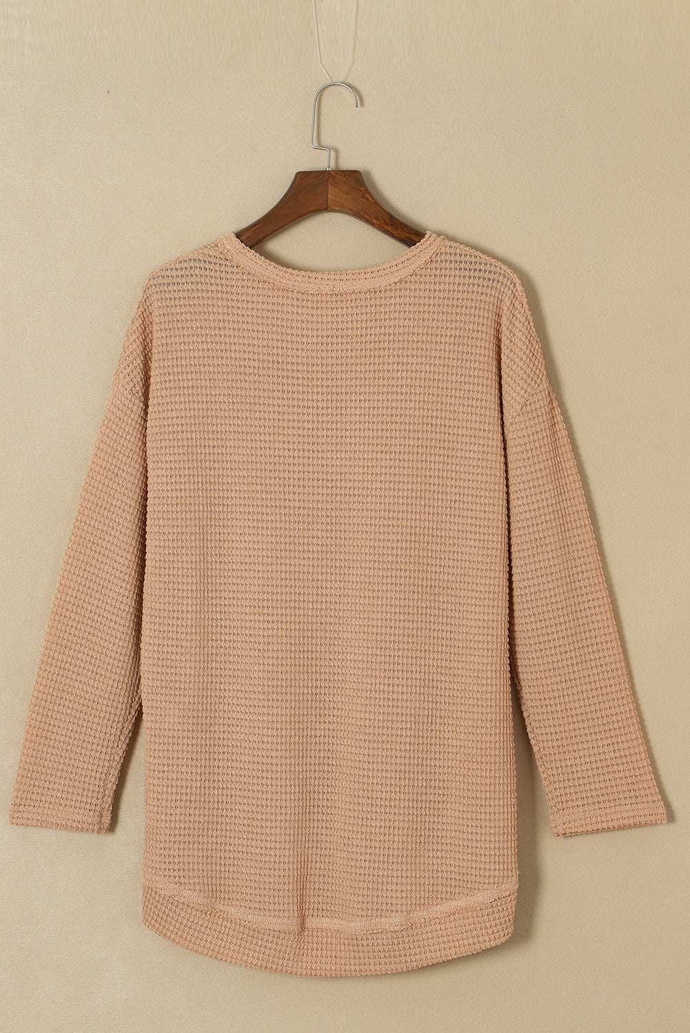 Black Waffle Knit Oversized Top with Side Slits