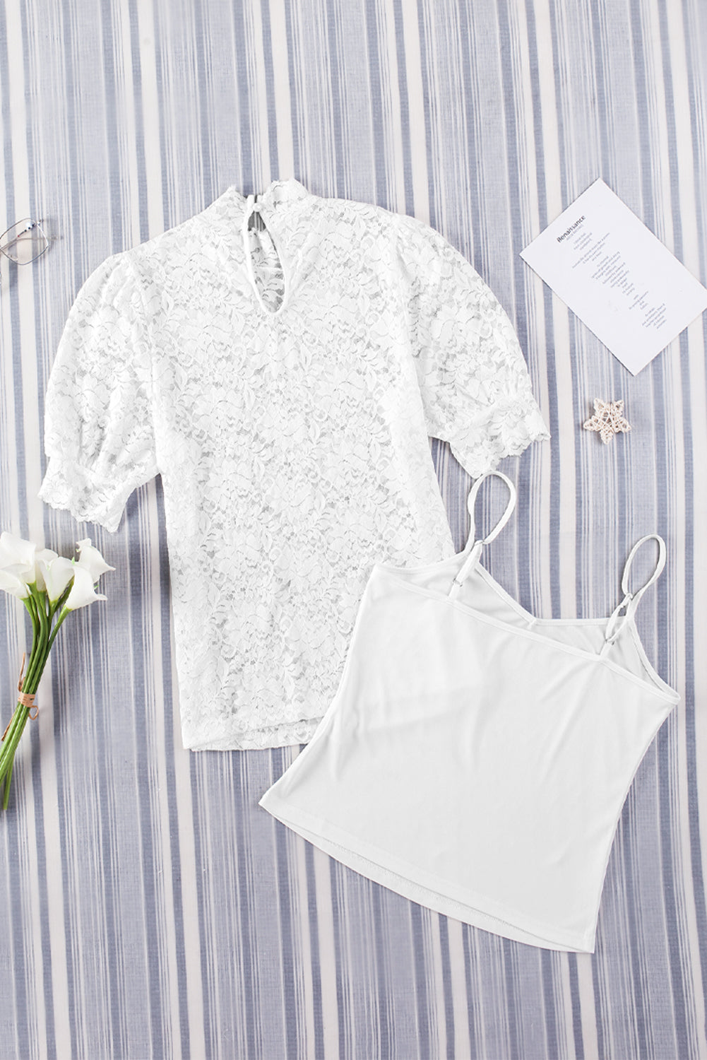 Green High Neck Lace Short Sleeve Blouse