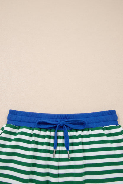 Striped Two Piece Lounge Set Womens Tee and Shorts
