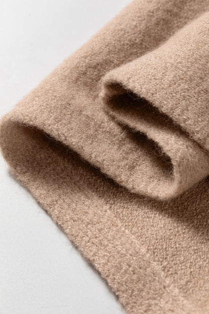 Beige Mock Neck Ribbed Short Sleeve Sweater Top