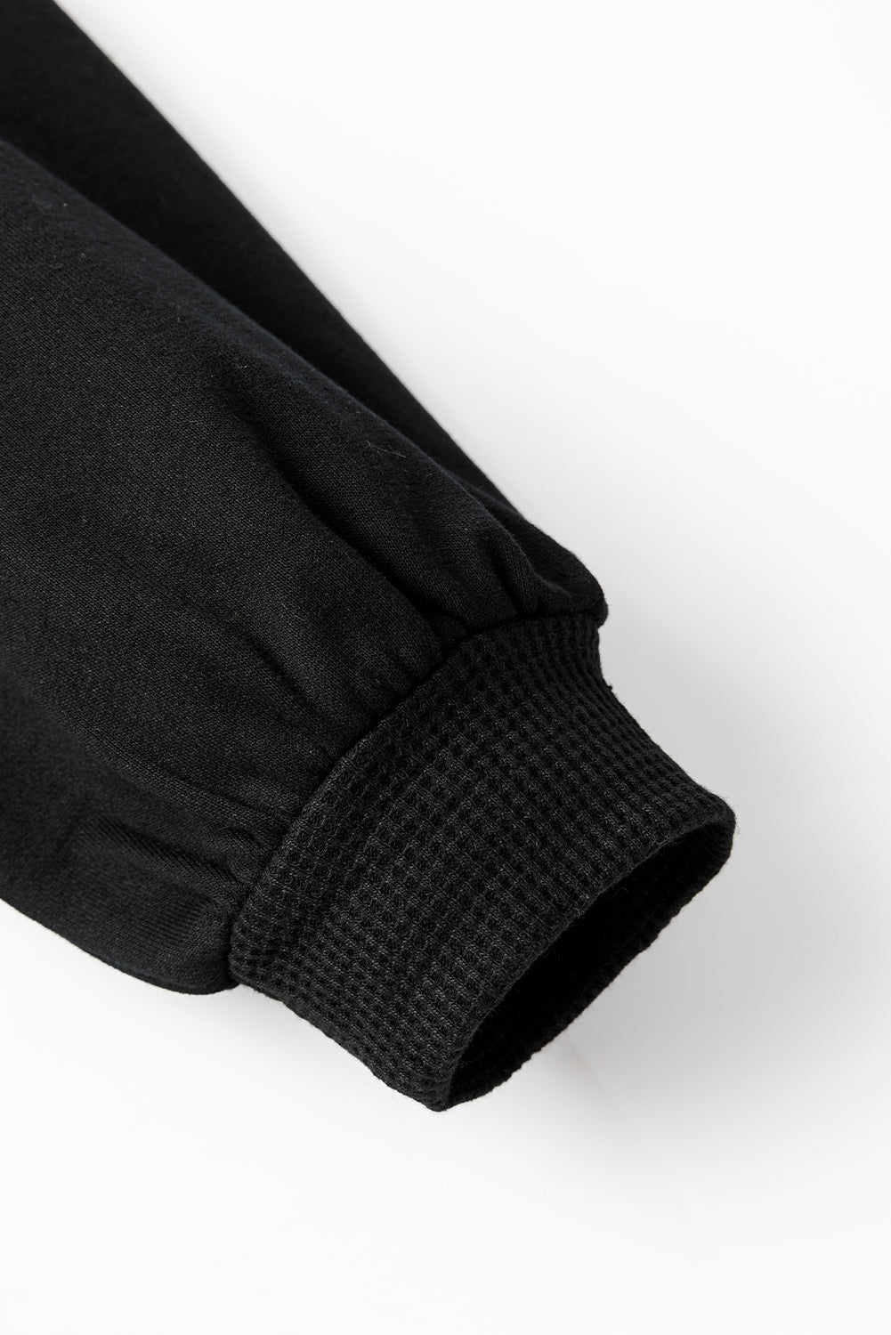 Black Waffle Knit Button Down Shacket Oversized Long Sleeve Top