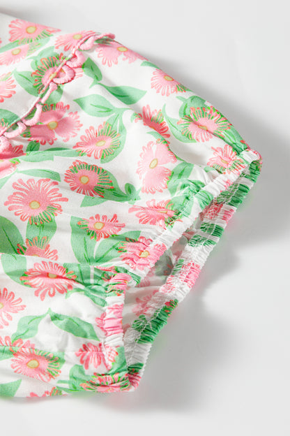 Easter Floral Ricrac Trim Puff Sleeve Dress