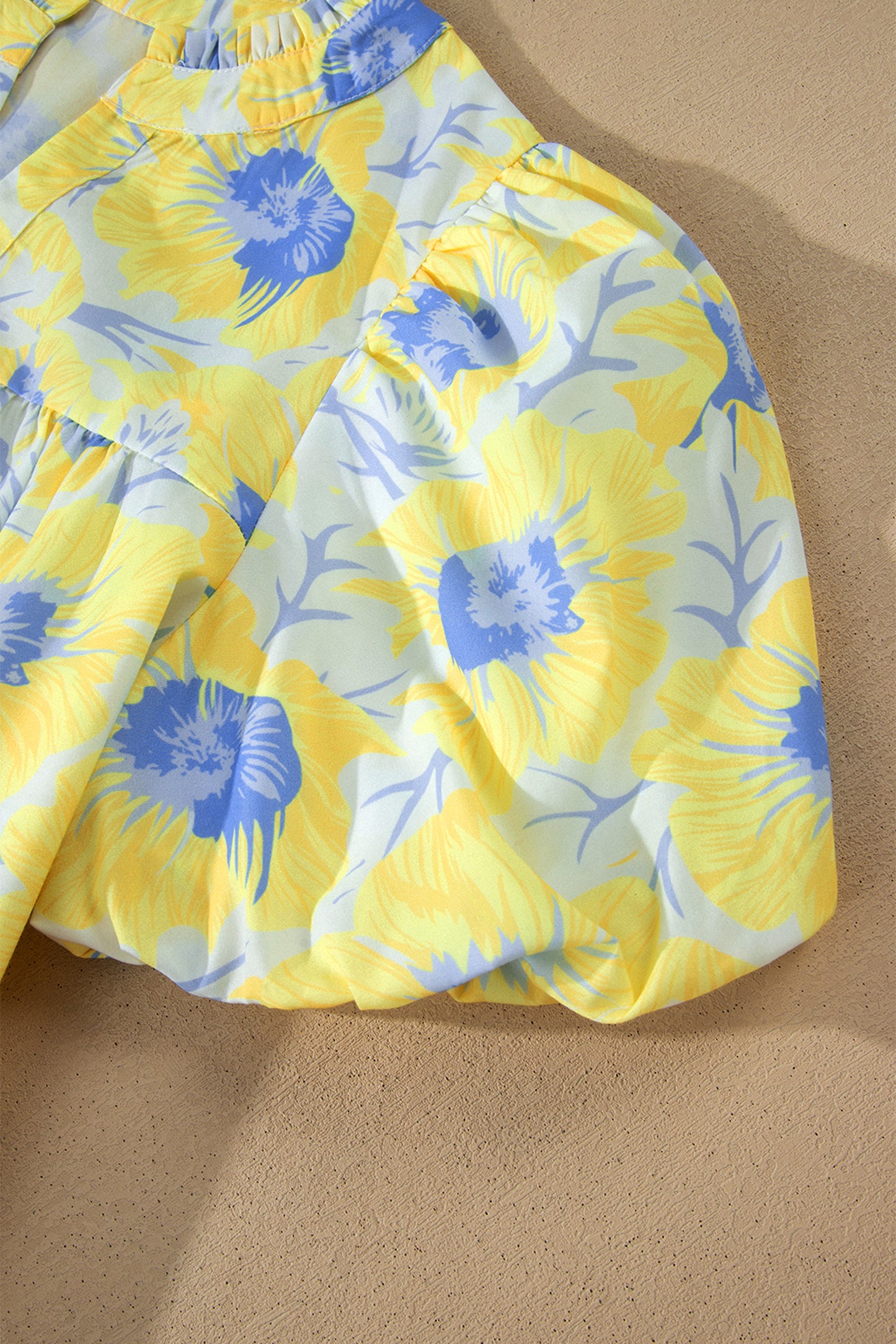 Floral Print Bubble Sleeve Loose Fit Summer Blouse