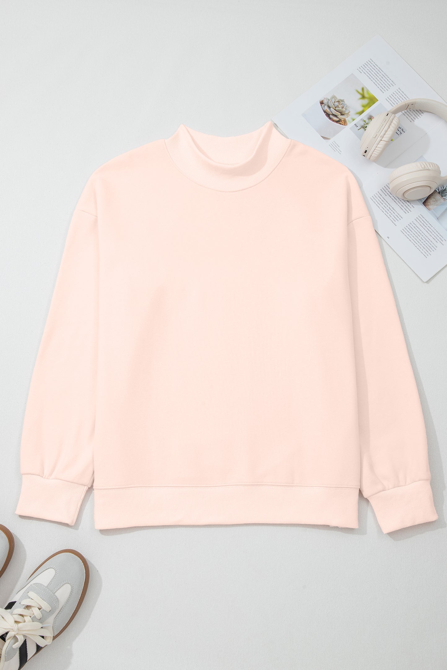 Oversized Mock Neck Sweatshirt Casual Loose Pullover