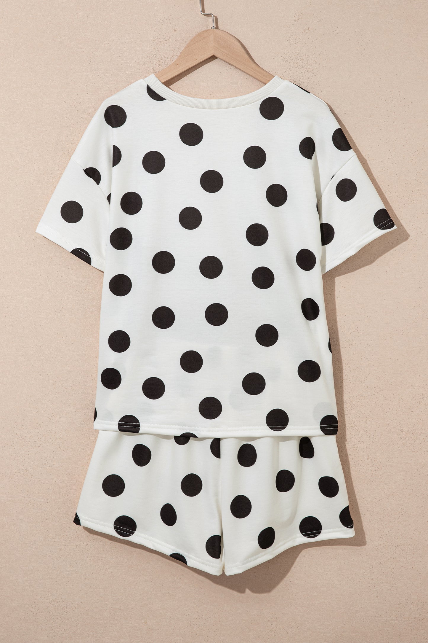 Polka Dot Lounge Set Tee and Drawstring Shorts Set