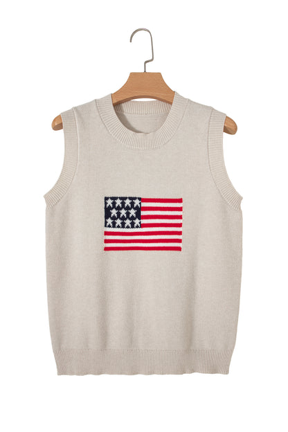 American Flag Knit Tank Independence Day Sleeveless Top