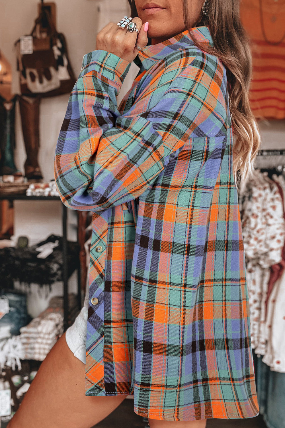 Vintage Plaid Button Down Shirt – Western Fall Layering Top