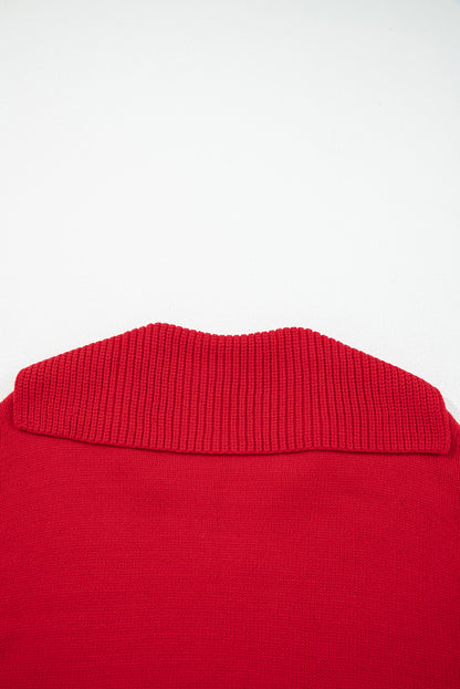 Chestnut Collared V Neck Ribbed Edge Sexy Elegant Sweater